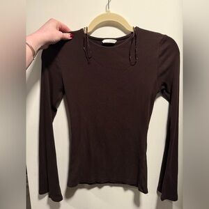 Zara Chocolate Brown Long Sleeve Top
